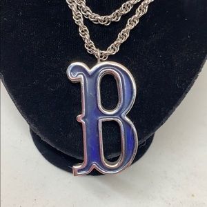 Vintage Les Bernard silver & enamel ‘B’ necklace